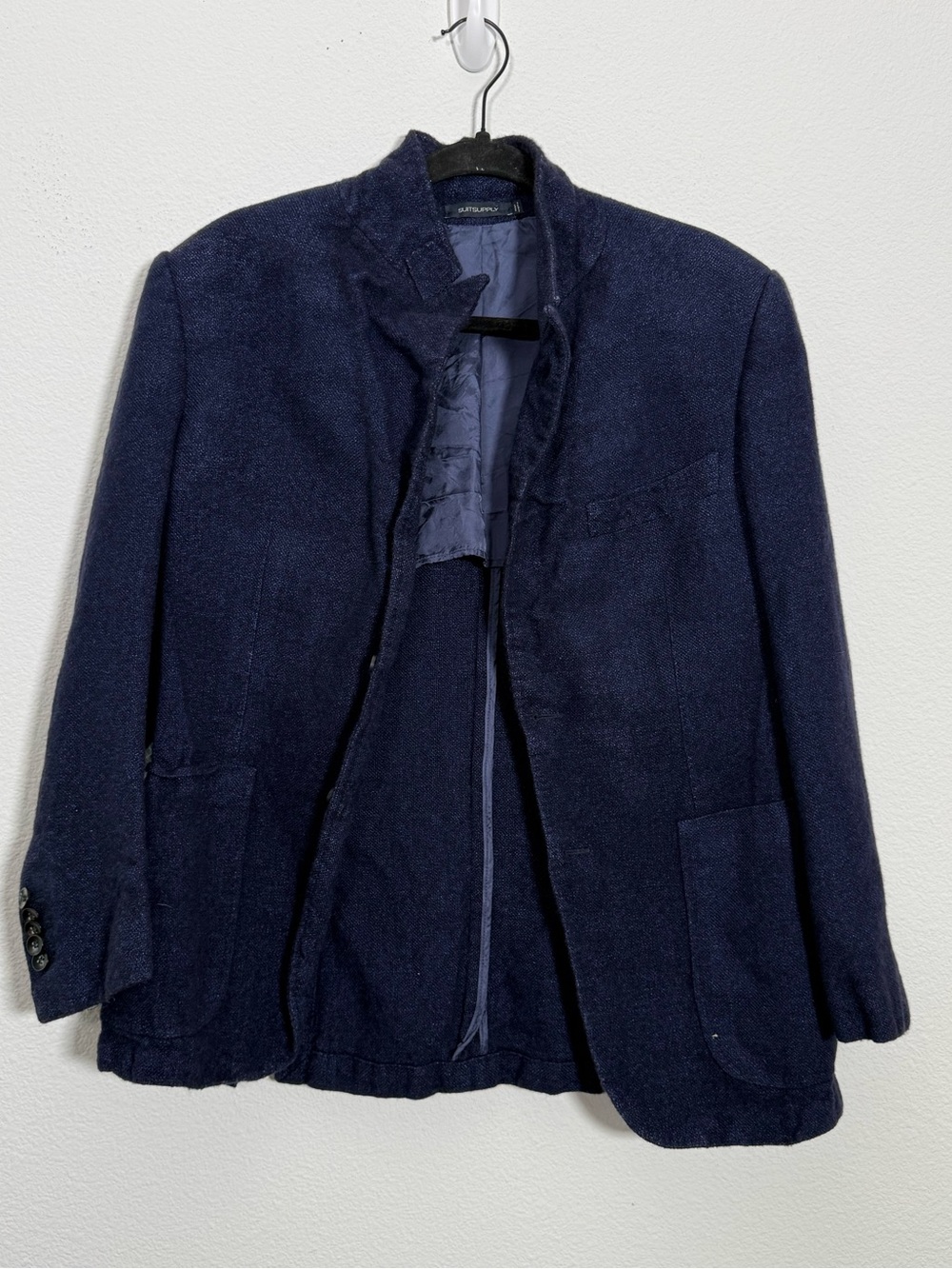 Suitsupply Marling & Evans Wool Linen Sport Coat Navy Textured Blazer 40S